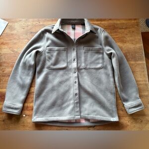 Gray Fleece Button-Up Sweatshirt